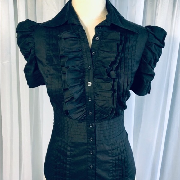 ruffled button down blouse